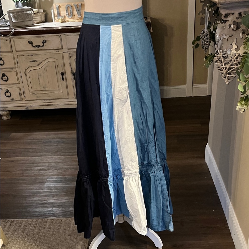 CQbyCQ Colorblock Maxi Skirt - Blue, White, and Navy